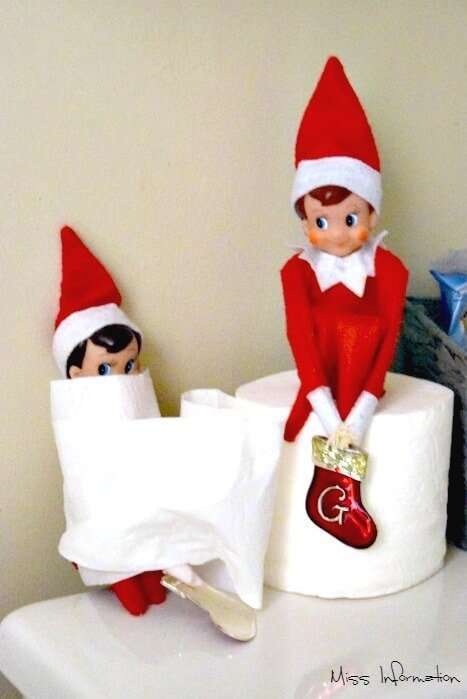 Fun with the Elf on the Shelf toilet paper hostage!